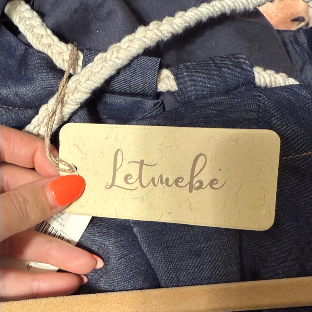 NWT Let Me Be Rope-Neck Asymmetrical Denim Midi Dress - Medium - Picture 6 of 7